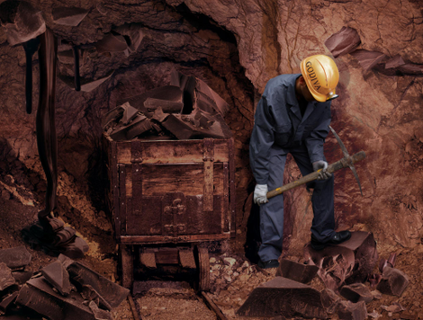 Godiva miners extract chocolate chunks from a rich fudge seam, a dangerous practice that the company will begin phasing out following the tapping of the new ganache deposit.